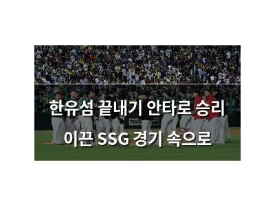 한유섬 끝내기 안타로 승리 이끈 SSG 경기 속으로