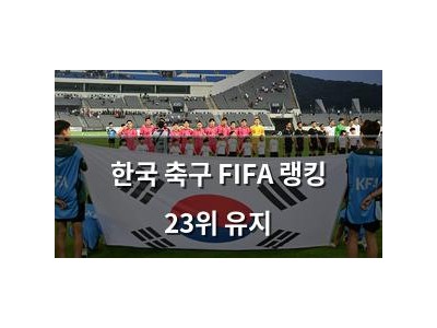 한국 축구 FIFA 랭킹 23위 유지