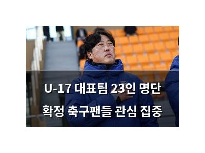 U-17 대표팀 23인 명단 확정 축구팬들 관심 집중