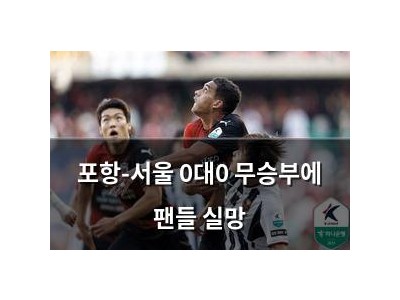 포항-서울 0대0 무승부에 팬들 실망