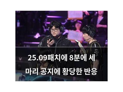 25.09패치에 8분에 세 마리 공지에 황당한 반응